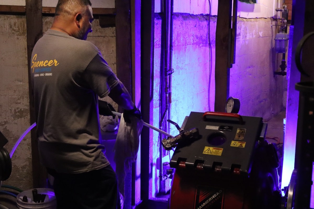 Spencer trenchless sewer repair technician